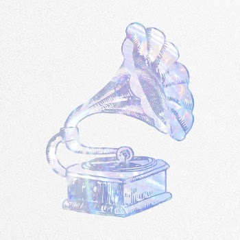 Aesthetic gramophone collage element, holographic | Free PSD Illustration - rawpixel