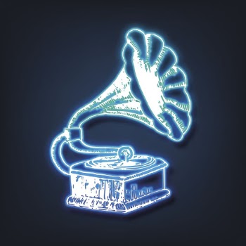 Aesthetic gramophone neon sticker, record | Free Vector - rawpixel