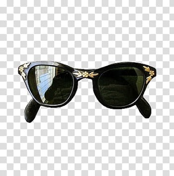 AESTHETIC GRUNGE, black and brown floral framed sunglasses transparent background PNG clipart