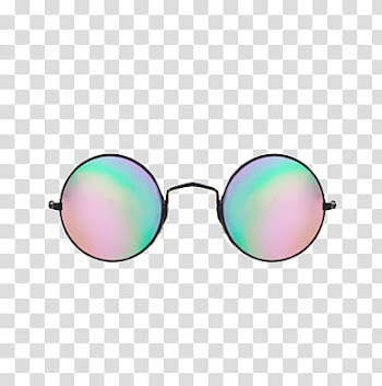 AESTHETIC GRUNGE, black framed hippie sunglasses with green flash lenses transparent background PNG clipart