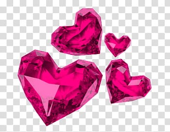 AESTHETIC GRUNGE, four pink heart gemstone art transparent background PNG clipart