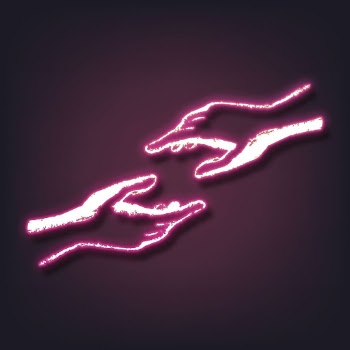 Aesthetic helping hands neon sticker, | Free Vector - rawpixel