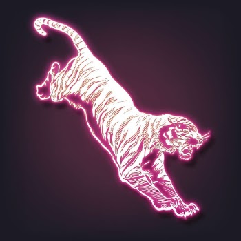 Aesthetic jumping tiger neon sticker, | Free Vector - rawpixel