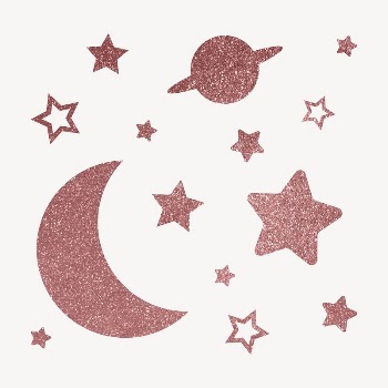 Aesthetic moon clipart, glittery stars | Free Vector - rawpixel