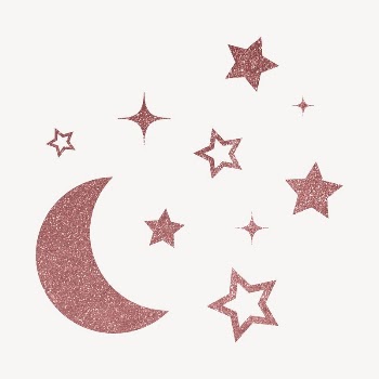 Aesthetic moon clipart, glittery stars | Free Vector - rawpixel