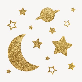 Aesthetic moon sticker, metallic stars | Free PSD - rawpixel