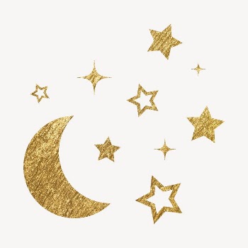 Aesthetic moon sticker, metallic stars | Free PSD - rawpixel