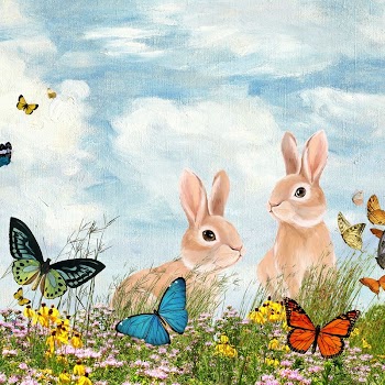 Aesthetic rabbits background, drawing design | Free Photo Illustration - rawpixel