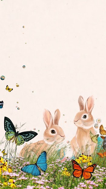 Aesthetic rabbits iPhone wallpaper, drawing | Free Photo Illustration - rawpixel