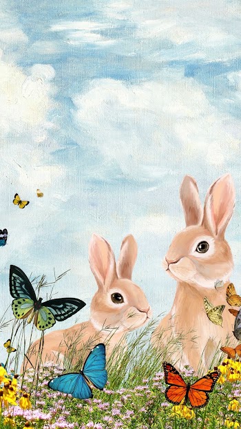 Aesthetic rabbits iPhone wallpaper, drawing | Free Photo Illustration - rawpixel