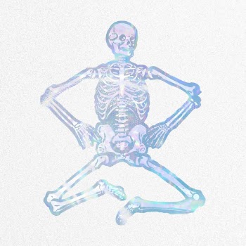 Aesthetic skeleton collage element, holographic | Free PSD Illustration - rawpixel