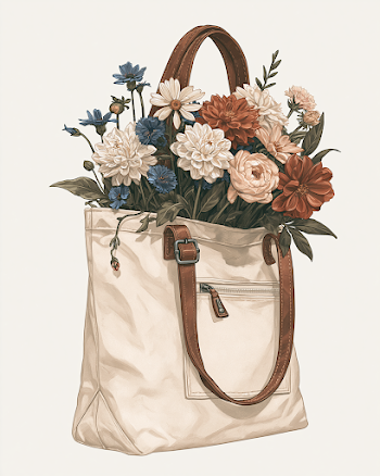 Aesthetic Tote Bag Filled with Bright Summer Flowers