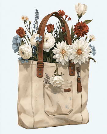 Aesthetic Tote Bag Filled with Summer Flowers
