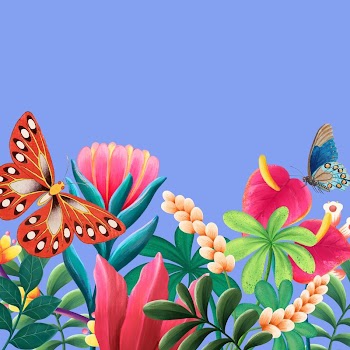 Aesthetic tropical blue background, flowers | Free Photo - rawpixel