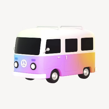 Aesthetic van collage element, 3D | Free PSD - rawpixel