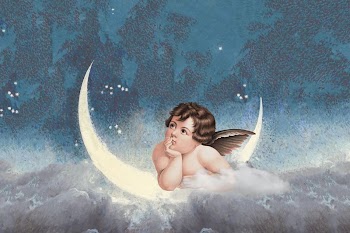 Aesthetic vintage cherub background, crescent | Free Photo - rawpixel