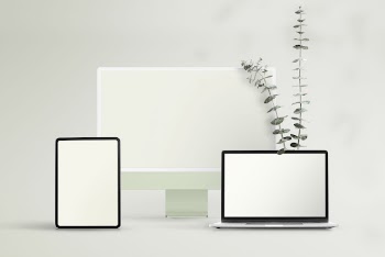 Aesthetic workstation, multi-device screens, computer, | Free Photo - rawpixel