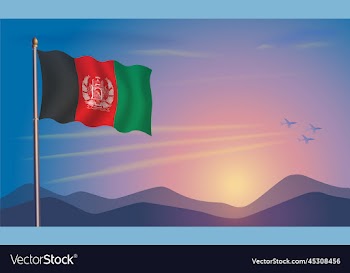 afghanistan flag in the morning sun
