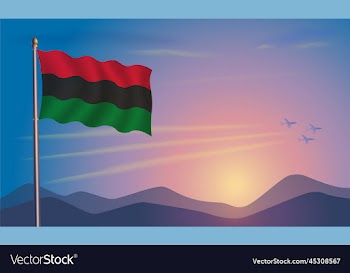 african american flag in the morning sun
