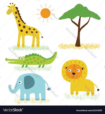  					African animals cartoon set vector image														