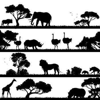African landscape silhouette Free Vector