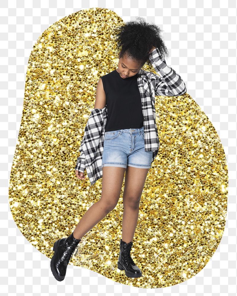 African teenager png sticker, gold | Free PNG - rawpixel