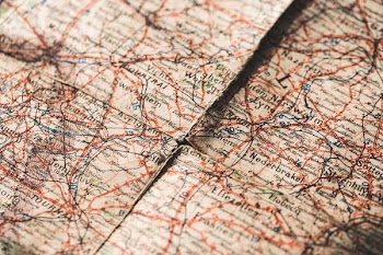 Aged Map With Worn Paper Corners