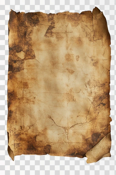 aged parchment paper, white background