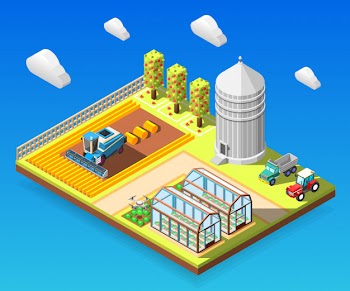 Agricultural isometric composition Free Vector