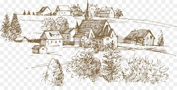 Agriculture Drawing Farm Field - European-style hand drawing artwork 