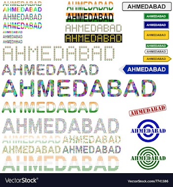 Ahmedabad text design set vector image