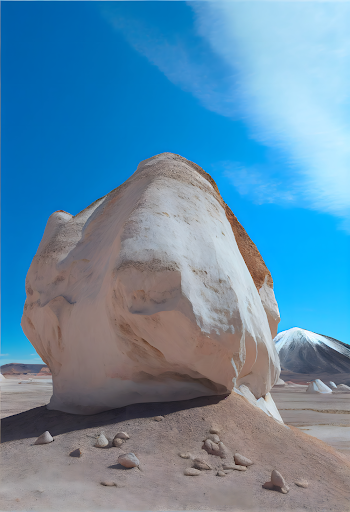 Ai generated art of desert view with sandy field and huge rocky cliff