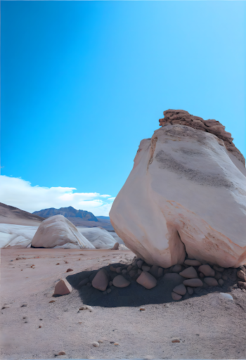 Ai generated art of desert view with sandy field and huge rocky cliff