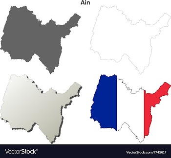 Ain Rhone-Alpes outline map set vector image