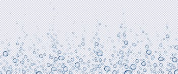 Air bubbles, effervescent water fizz, aqua motion Free Vector