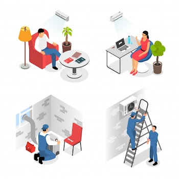 Air conditioners installation design concept Free Vector