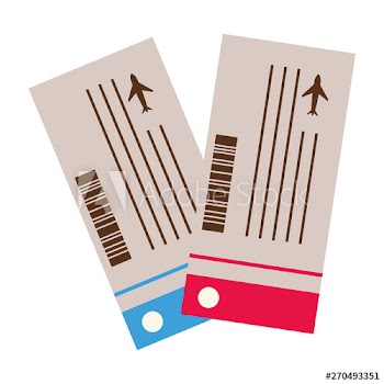 airline tickets boarding pass on white background