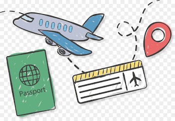 Airplane Airline ticket Travel Icon - Hand painted abroad travel ticket passport 