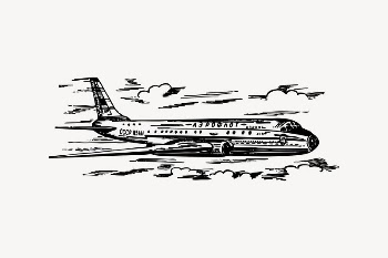 Airplane clipart, vintage illustration vector. | Free Vector Illustration - rawpixel