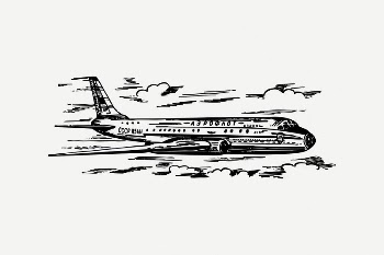 Airplane collage element, black & | Free PSD Illustration - rawpixel