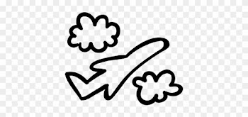 Airplane Hand Drawn Flight Between Clouds Vector - Airplane Drawing Png