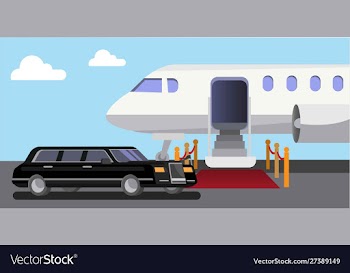 Airplane limousine car red carpet vector image