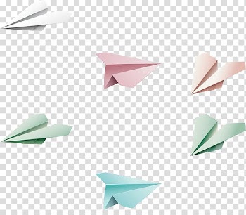 Airplane Paper plane , Colorful simple paper airplane floating material transparent background PNG clipart