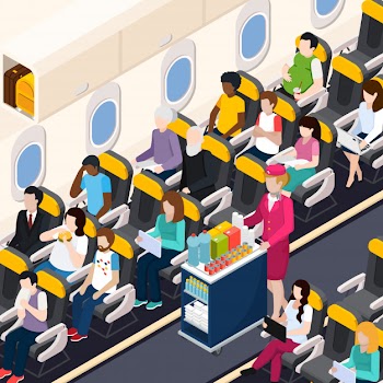 Airplane passengers composition Free Vector