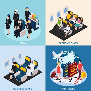 Airplane passengers concept set Free Vector
