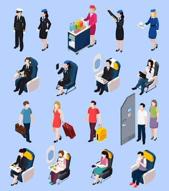 Airplane passengers set Free Vector