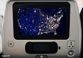 Airplane screen mockup with a power outlet | Free stock psd mockup - 540957