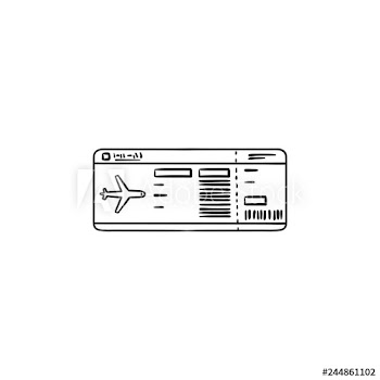 Airplane ticket hand drawn outline doodle icon