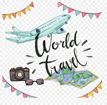Airplane Travel Watercolor painting Clip art - Hand-drawn plane travel 