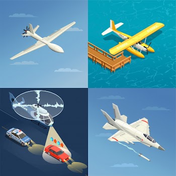 Airplanes helicopters for military and civil use illustration Free Vector